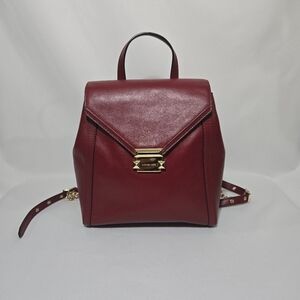 Michael Michael Kors Whitney Maroon MD Backpack Leather Purse